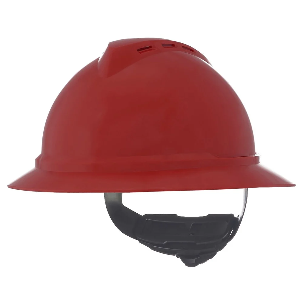 MSA V-Gard 500 Fas-Trac III 4-Point Vented Hat - Red