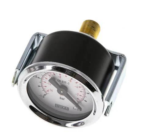 -1..0 Bar (-15..0 psi) Panel Mount Pressure Gauge Steel/Brass 40 mm Class 2.5 (Bracket)