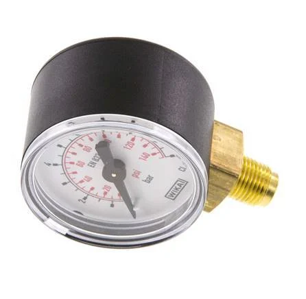0..10 Bar (0..145 psi) Pressure Gauge Below Plastic/Brass 40 mm Class 2.5
