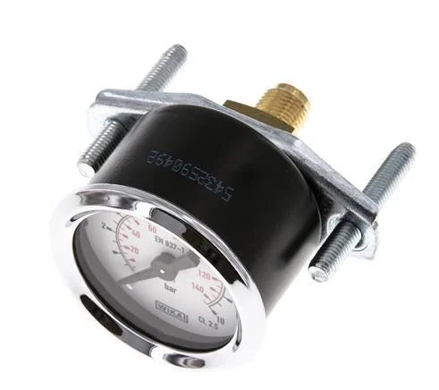 0..10 Bar (0..145 psi) Panel Mount Pressure Gauge Steel/Brass 40 mm Class 2.5 (Bracket)
