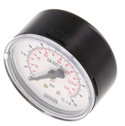 0..10 Bar (0..145 psi) Pressure Gauge Rear Steel/Brass 63 mm Class 1.6