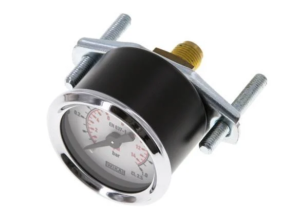 0..1 Bar (0..15 psi) Panel Mount Pressure Gauge Steel/Brass 40 mm Class 2.5 (Bracket)