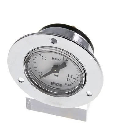 0..1.6 Bar (0..23 psi) Panel Mount Pressure Gauge Steel/Brass 40 mm Class 2.5 (Front Panel)