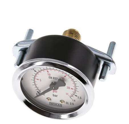 0..1.6 Bar (0..23 psi) Panel Mount Pressure Gauge Steel/Brass 50 mm Class 2.5 (Bracket)