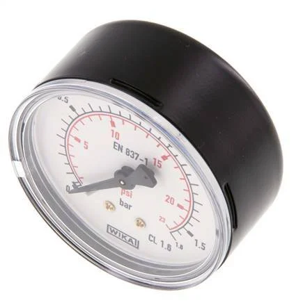 0..1.6 Bar (0..23 psi) Pressure Gauge Rear Steel/Brass 63 mm Class 1.6