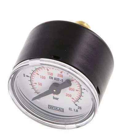 0..25 Bar (0..363 psi) Pressure Gauge Rear Steel/Brass 40 mm Class 1.6