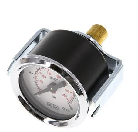 0..25 Bar (0..363 psi) Panel Mount Pressure Gauge Steel/Brass 40 mm Class 2.5 (Bracket)