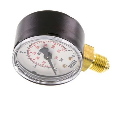 0..25 Bar (0..363 psi) Pressure Gauge Below Steel/Brass 50 mm Class 1.6