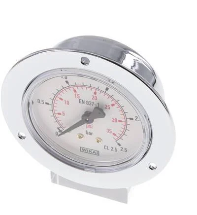 0..2.5 Bar (0..36 psi) Panel Mount Pressure Gauge Steel/Brass 63 mm Class 2.5 (Front Panel)
