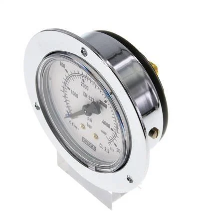0..315 Bar (0..4569 psi) Panel Mount Pressure Gauge Steel/Brass 63 mm Class 2.5 (Front Panel)