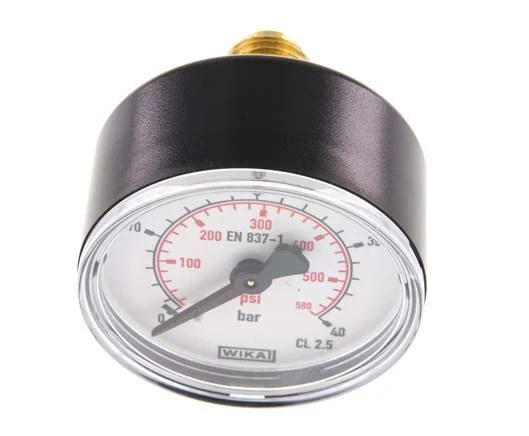 0..40 Bar (0..580 psi) Pressure Gauge Rear Plastic/Brass 50 mm Class 2.5