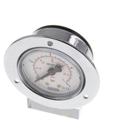 0..4 Bar (0..58 psi) Panel Mount Pressure Gauge Steel/Brass 50 mm Class 2.5 (Front Panel)