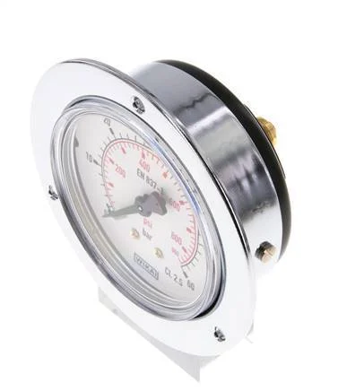 0..60 Bar (0..870 psi) Panel Mount Pressure Gauge Steel/Brass 63 mm Class 2.5 (Front Panel)