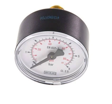 0..6 Bar (0..87 psi) Pressure Gauge Rear Plastic/Brass 50 mm Class 2.5
