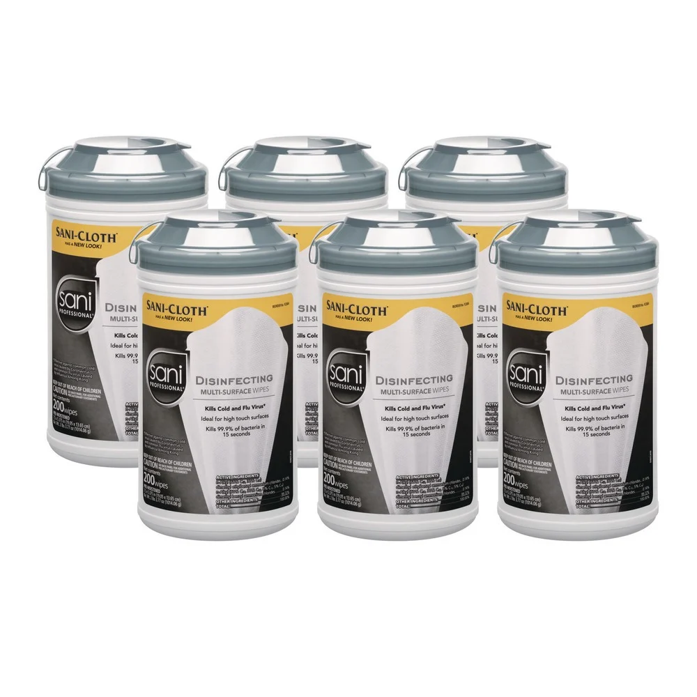 Sani Professional 7.5 in. x 5.38 in. Disinfecting Multi-Surface Wipes - White (6/Carton)