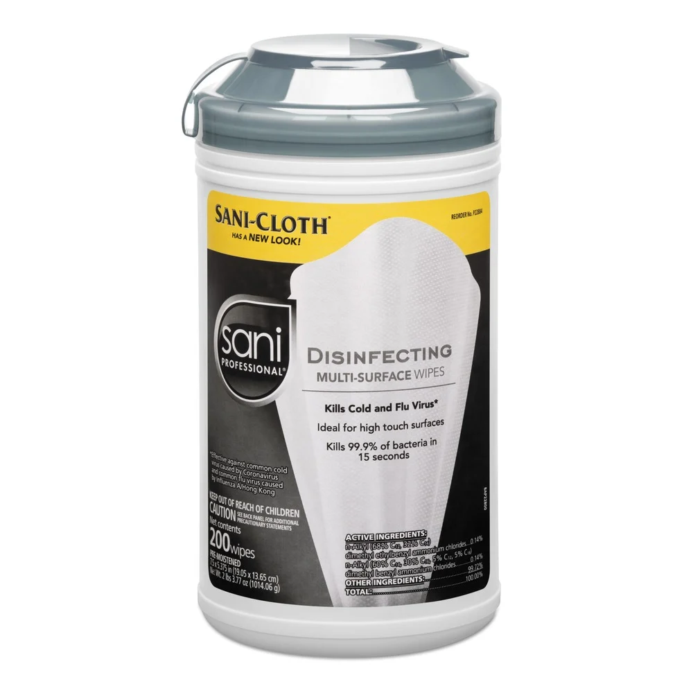Sani Professional 7.5 in. x 5.38 in. Disinfecting Multi-Surface Wipes - White