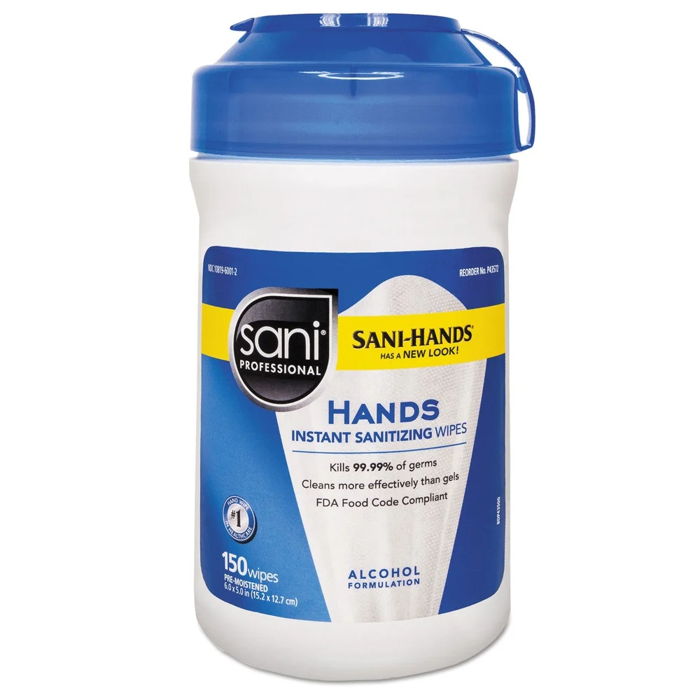 Sani Professional NIC P43572 6 x 5 Hands Instant Sanitizing Wipes - Unscented/White (12/Carton)