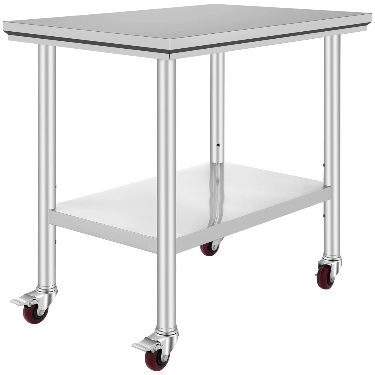 Stainless Steel Work Table 36x24 Inch with 4 Wheels Commercial Food Prep Worktable with Casters Heavy Duty Work Table for Commercial Kitchen Restaurant