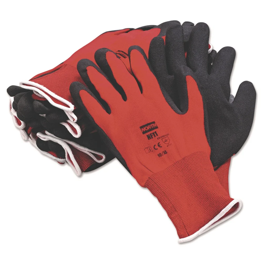 North Safety NorthFlex Red Foamed PVC Gloves - Red/Black Size 10/X-Large (1-Dozen)