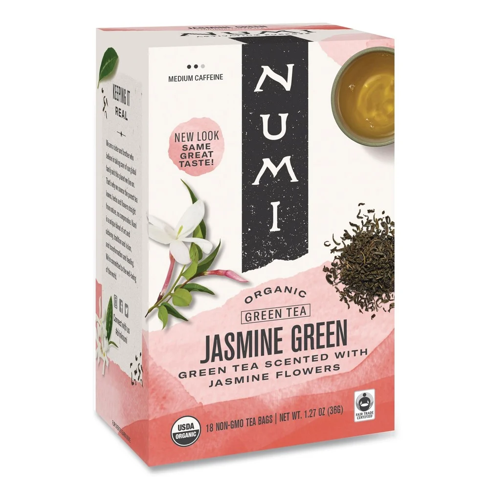 Numi 10108 1.27 oz. Organic Teas and Teasans - Jasmine Green (18/Box)