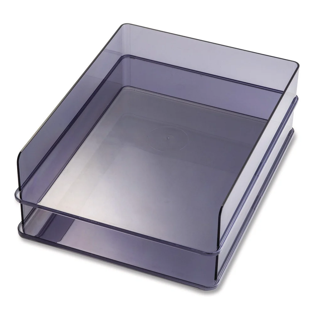 Officemate Letter Tray 1 Section Letter Size Files 10.16-in x 12.8-in x 2.76-in Gray 2/Pack