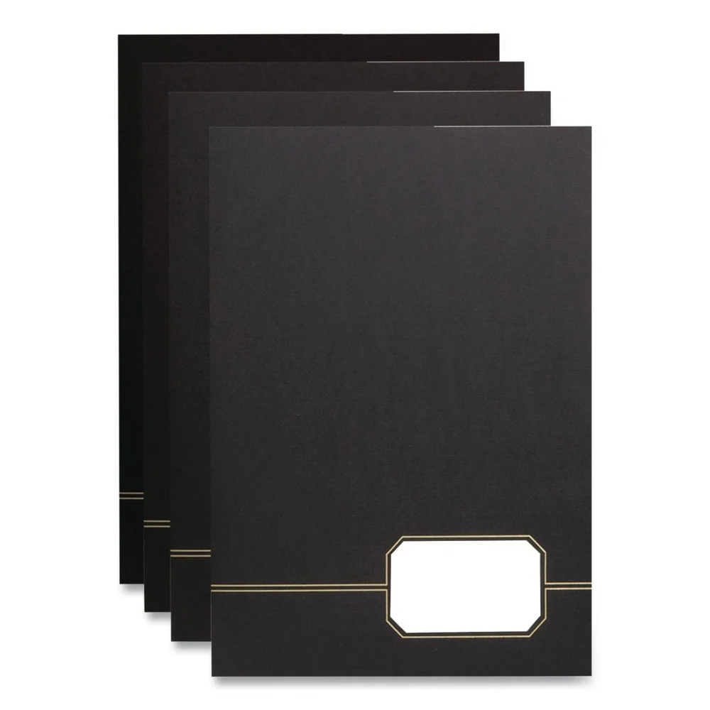 Oxford 0.5 in. Capacity 11 in. x 8.5 in. Premium Cover Stock Black with Embossed Gold Foil Accents Monogram Series Business Portfolio (4/Pack)