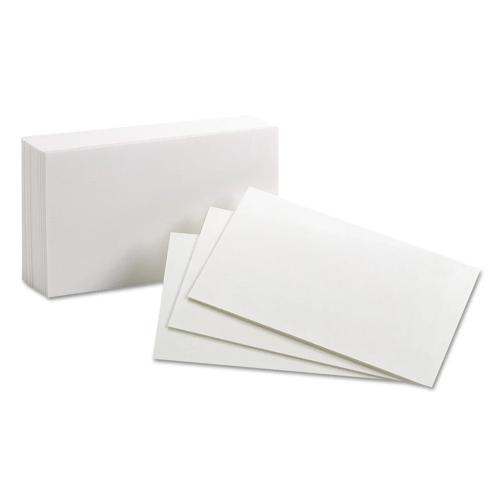 Oxford 3 in. x 5 in. Unruled Index Cards - White (100/Pack)