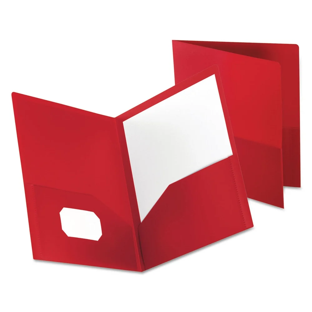 Oxford 100-Sheet Capacity 11 in. x 8.5 in. Poly Twin-Pocket Folder - Opaque Red