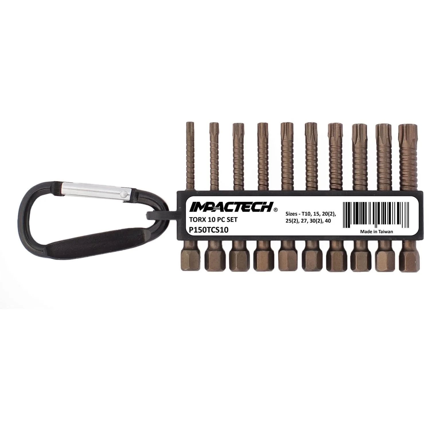Vega P150TCS10 Carabiner Impactech TORX 10-Piece Driver Bit Set