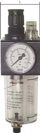 FRL G3/4'' 3400 l/min 0.5-6.0bar/7-87psi Manual Polycarbonate Combo 2