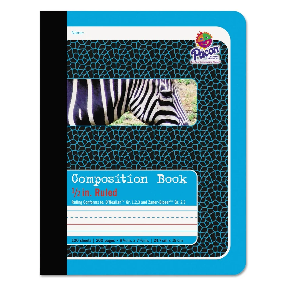 Pacon (100) 9.75 x 7.5 Sheets Illustration Boxes/College Rule Composition Book - Blue Cover