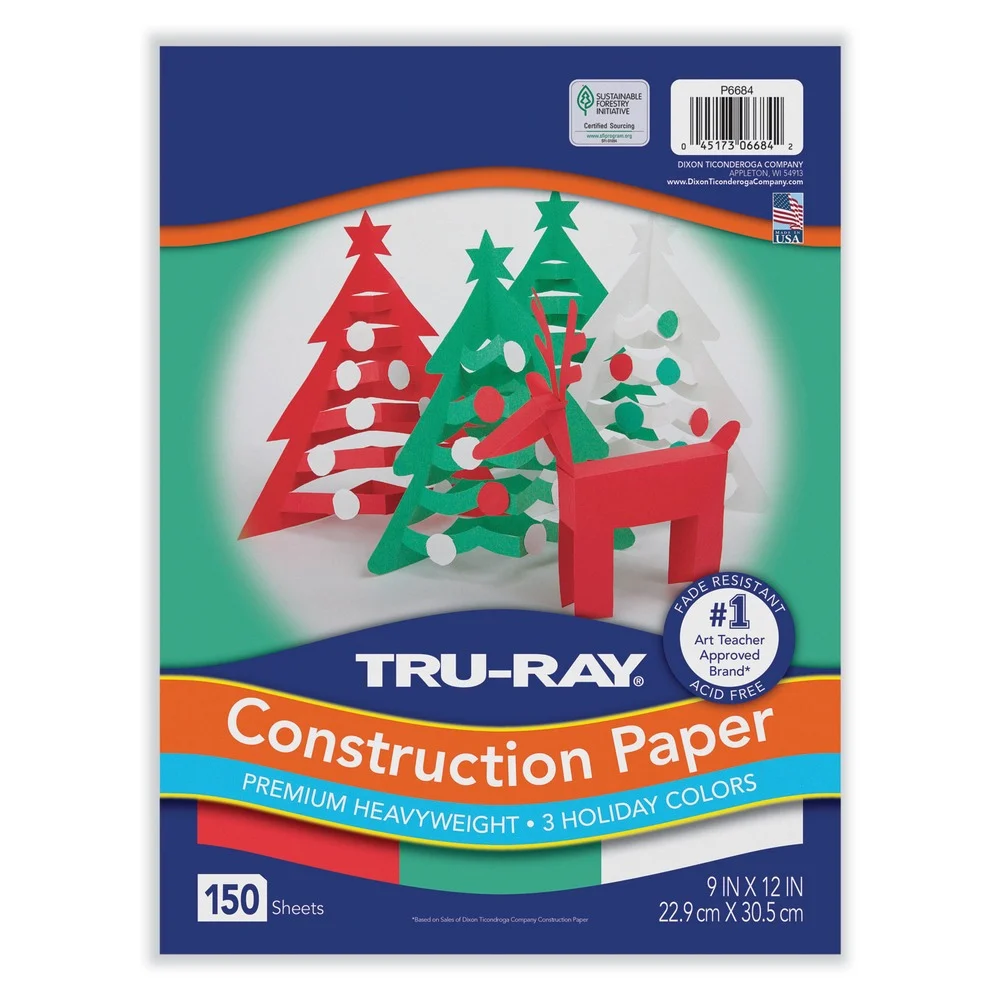 Pacon Tru-Ray 9 x 12 70 lb. Text Weight Construction Paper - Assorted Holiday Colors (150/Pack)