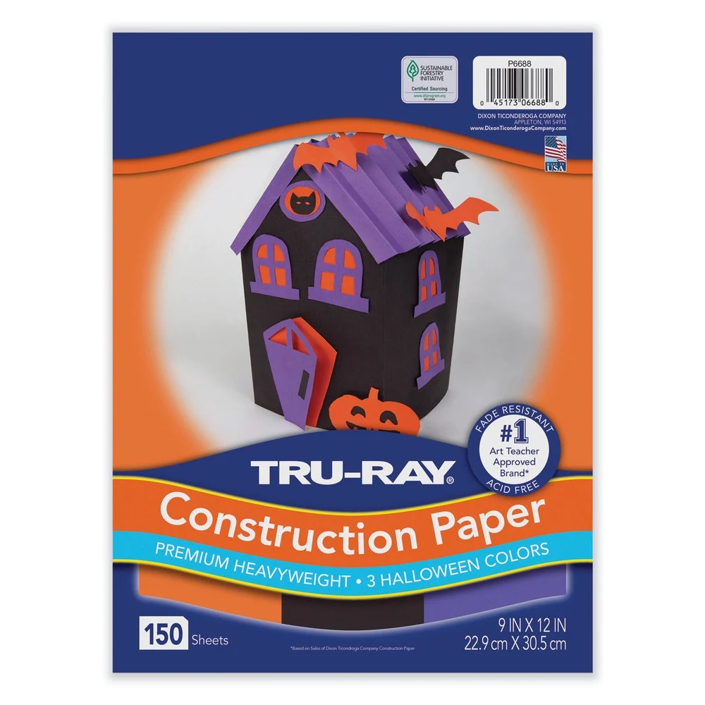Pacon Tru-Ray 9 x 12 70 lb. Text Weight Construction Paper - Assorted Halloween Colors (150/Pack)