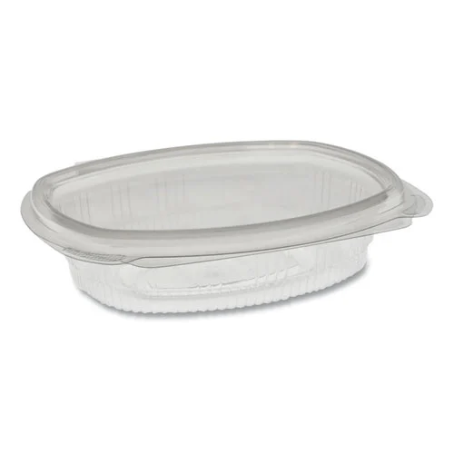 Pactiv Corp. EarthChoice 4.92 in. x 5.87 in. x 1.32 in. 8 oz. Plastic Recycled PET Hinged Container - Clear (200/Carton)