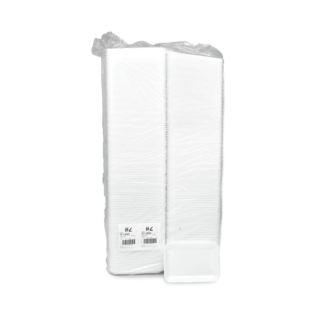Pactiv Corp. 0TF100200000 8.2 in. x 5.7 in. x 0.91 in. No. 2 Foam Supermarket Tray - White (500/Carton)