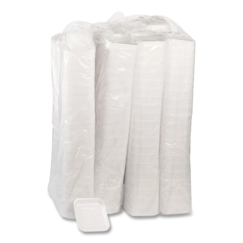 Pactiv Corp. 5.1 in. x 5.1 in. x 0.65 in. #1S Foam Supermarket Tray - White (1000/Carton)