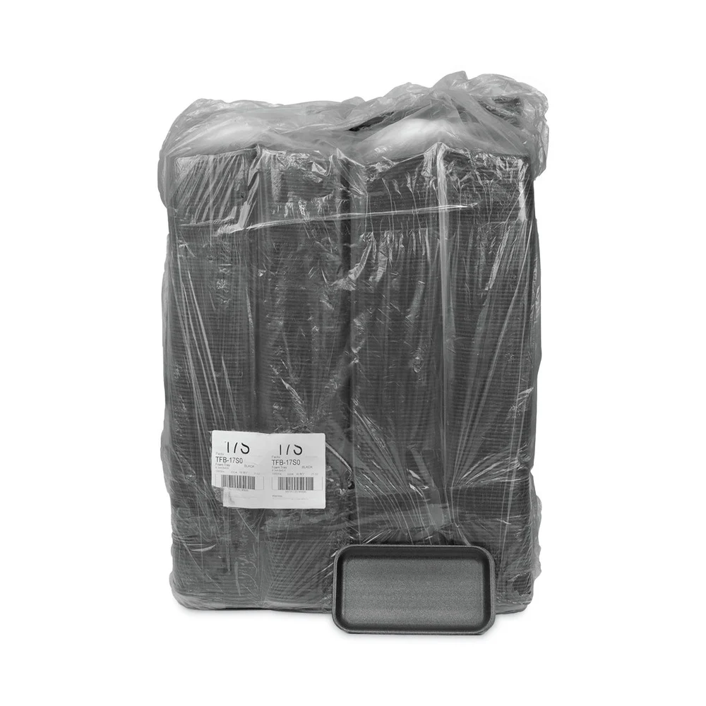 Pactiv Corp. 0TFB17S00000 8.3 in. x 4.8 in. x 0.65 in. #17S Foam Meat Tray - Black (1000/Carton)