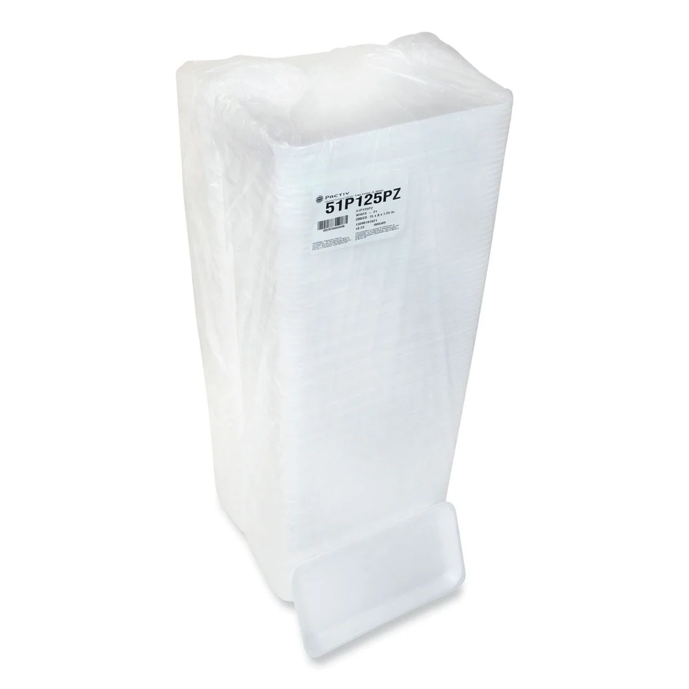 Pactiv Corp. 51P125PZ 15 in. x 8 in. x 1.25 in. #25PZ Foam Supermarket Tray - White (200/Carton)