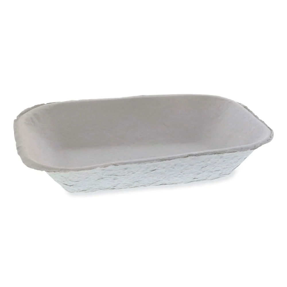 Pactiv Corp. M633524Y EarthChoice Pulpex 9.13 x 6.88 x 1.75 Steep Wall Paper Food Tray - Natural (460/Carton)