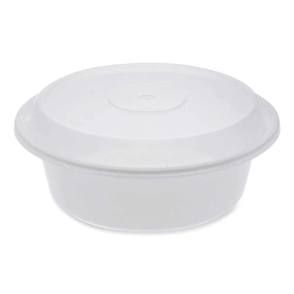 Pactiv Corp. NC729 Newspring VERSAtainer 7 in. x 7 in. x 2.75 in. 32 oz. Plastic Microwavable Containers - Round White/Clear (150/Carton)