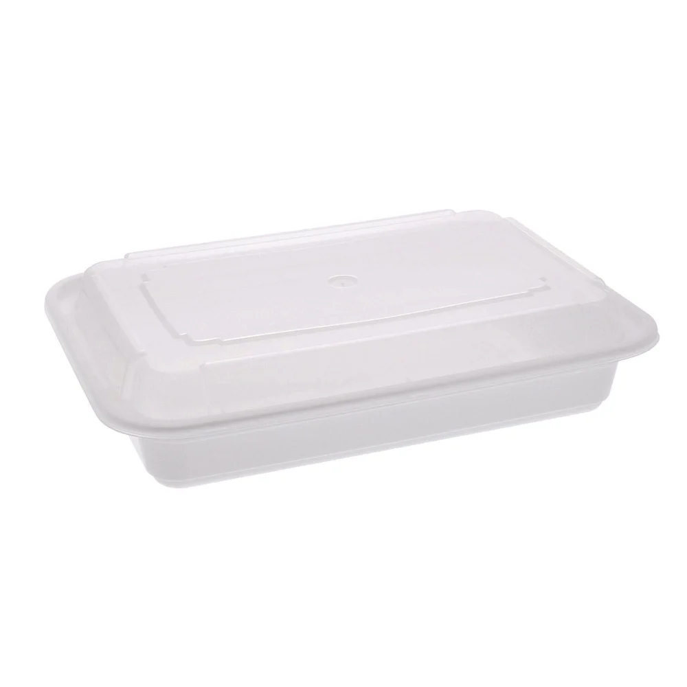 Pactiv Corp. NC868 Newspring VERSAtainer 8.8 in. x 6 in. x 2 in. Base/Lid Combo Microwavable Containers - White/Clear (150/Carton)