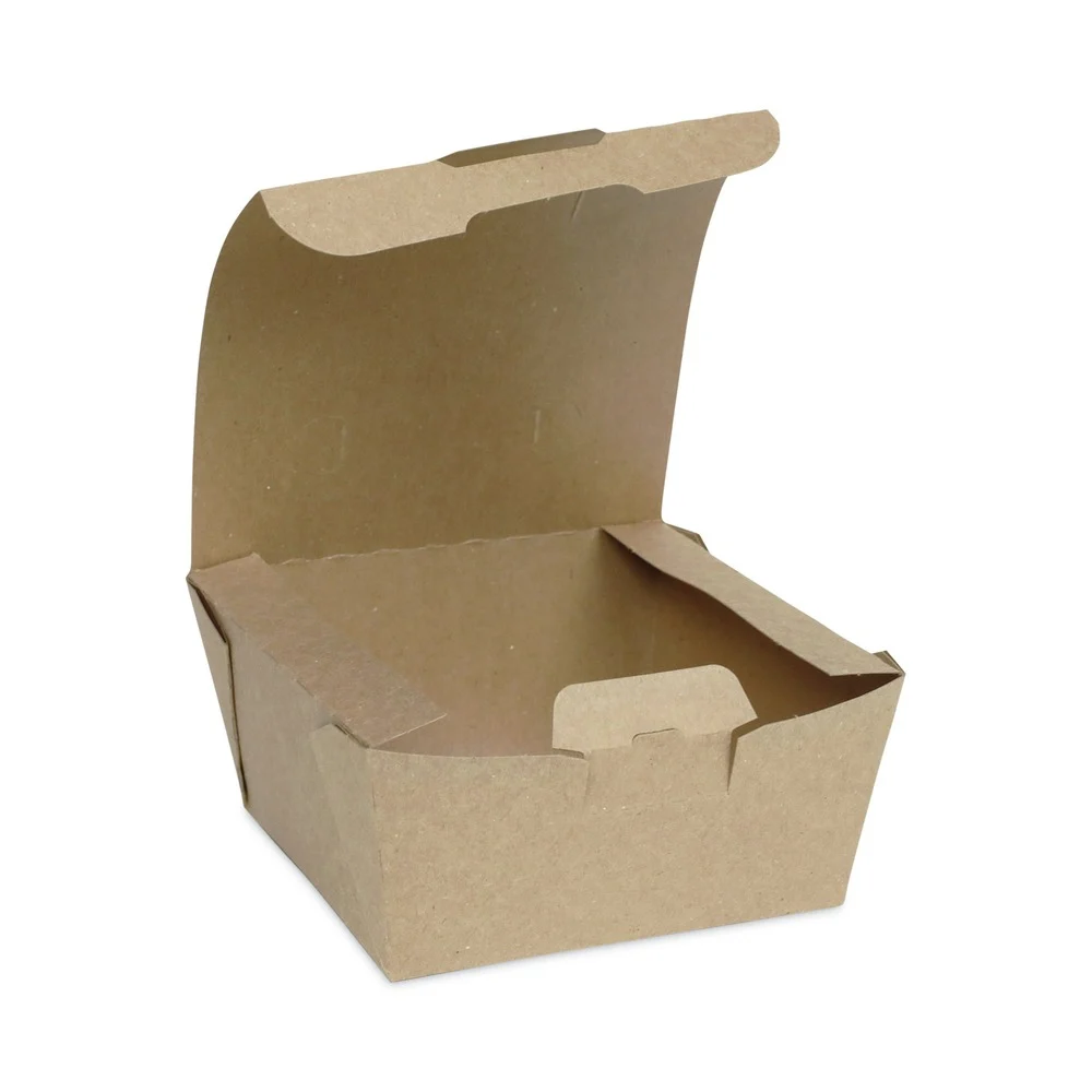 Pactiv Corp. NOB01KECTE EarthChoice Tamper Evident 4.5 in. x 4.5 in. x 2.5 in. OneBox Paper Box - Kraft