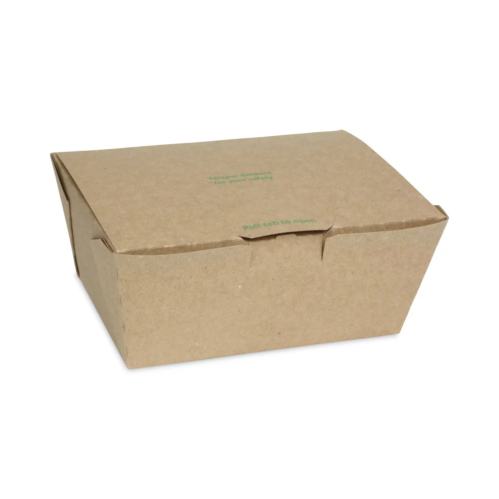 Pactiv Corp. 6.54 in. x 4-1/2 in. x 3.25 in. EarthChoice Tamper Evident OneBox Paper Box - Kraft (160/Carton)