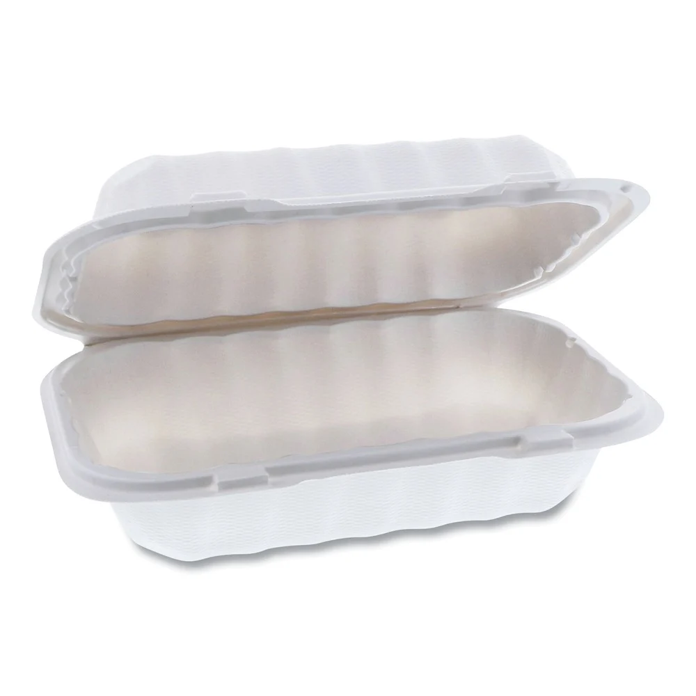 Pactiv Corp. YCN809610000 EarthChoice SmartLock 9 x 6 x 3 Plastic Microwavable MFPP Hinged Lid Container - White (270/Carton)