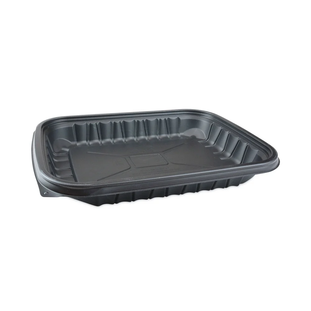 Pactiv Corp. 48 oz. 11.75 in. x 8.75 in. x 1.61 in. EarthChoice Entree2Go Takeout Container - Plastic, Black (200/Carton)