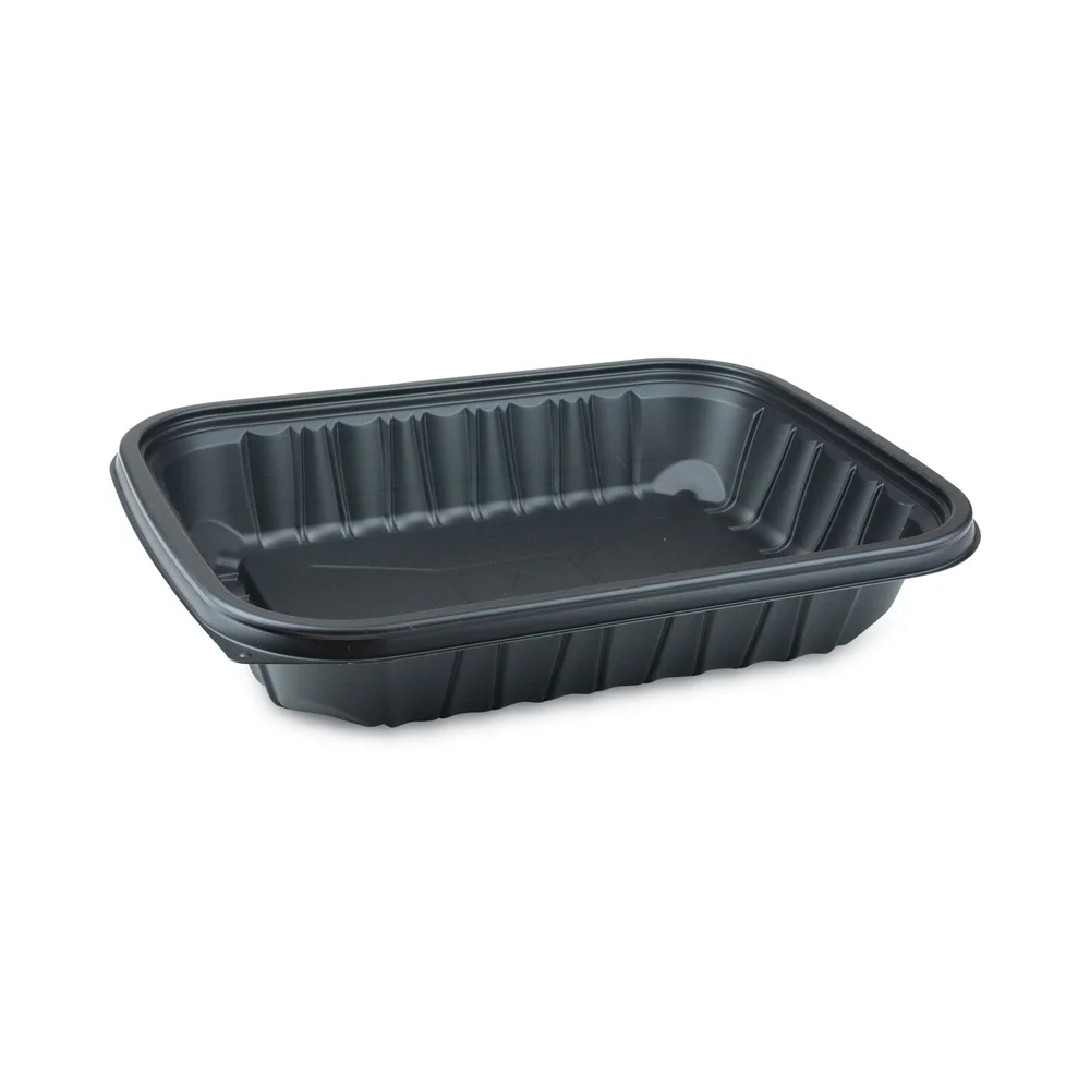 Pactiv Corp. EarthChoice Entree2Go 11.75 in. x 8.75 in. x 2.13 in. 64 oz. Plastic Takeout Container - Black (200/Carton)