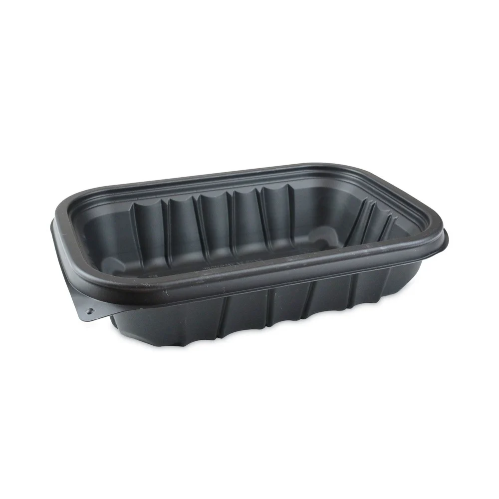Pactiv Corp. 32 oz. 8.66 in. x 5.75 in. x 2.72 in. EarthChoice Entree2Go Takeout Container - Plastic, Black (300/Carton)