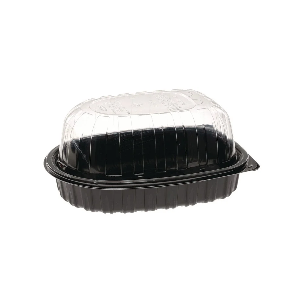 Pactiv Corp. Earthchoice 7.78 in. x 4.5 in. x 4.5 in. Roaster Combo - Black/Clear (110/Carton)