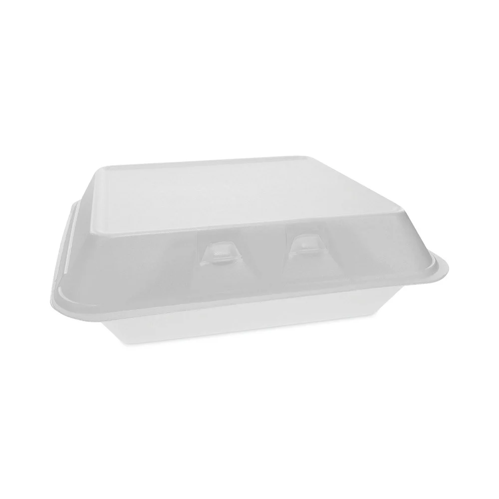 Pactiv Corp. SmartLock 9.5 in. x 10.5 in. x 3.25 in. Hinged Foam Containers - X-Large, White (250/Carton)