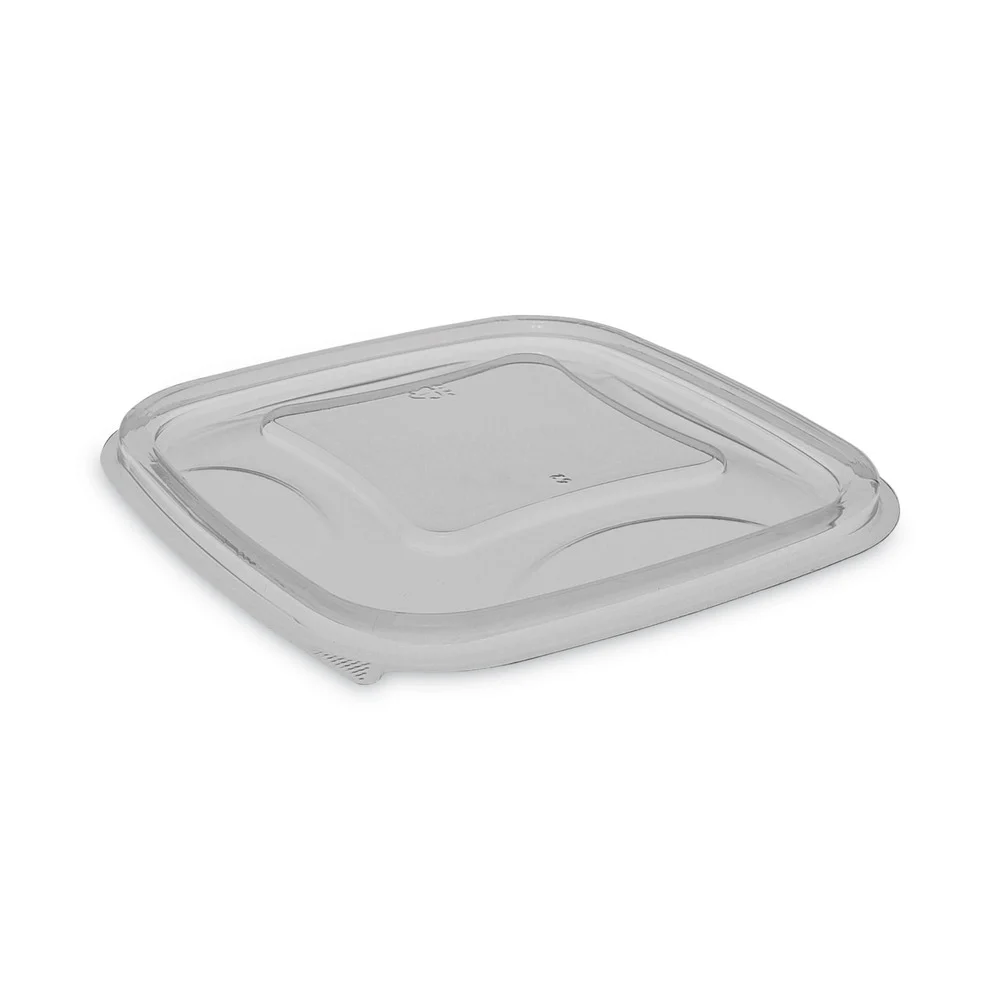 Pactiv Corp. 5.5 in. x 5.5 in. x 0.75 in. Plastic EarthChoice Square Recycled Bowl Flat Lid - Clear (504/Carton)